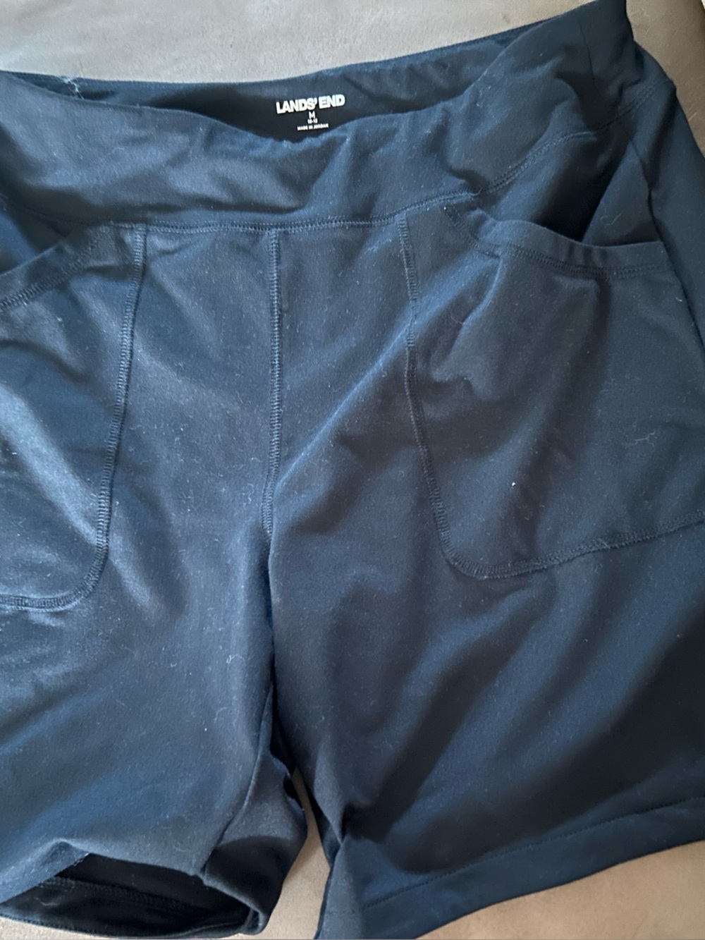 Lands' End Black Active Shorts with Inner Waistband m